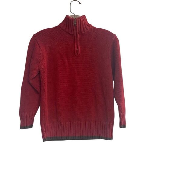 OLD NAVY Pull Over 1/4 Zip Sweater Red Green Size Medium SEE DESCRIPTION - Picture 1 of 7